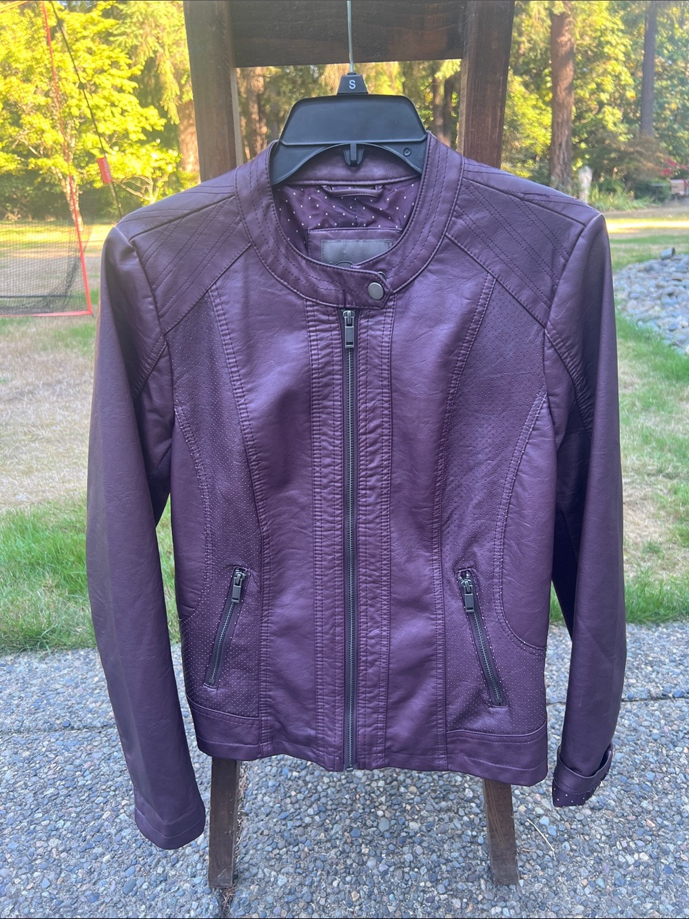 Maurices Plum Faux Leather Moto Jacket